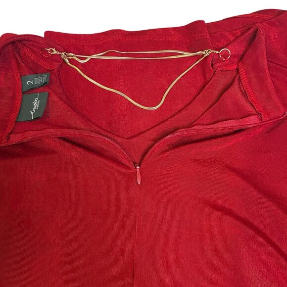 Chico's Top Travelers Women's Size 2 (Large) Enamel Red Swoop Chain Neckline - Picture 3 of 5